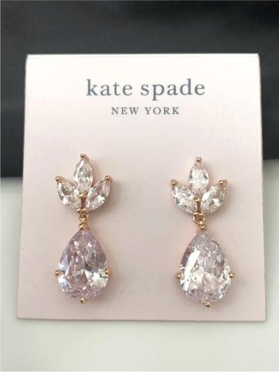 kate spade Jewelry - kate spade Pink and Clear Teardrop Crystal Drop Earrings